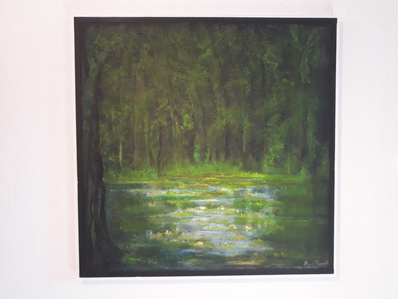 Ven in het bos - 107 x 109 - olieverf en acryl