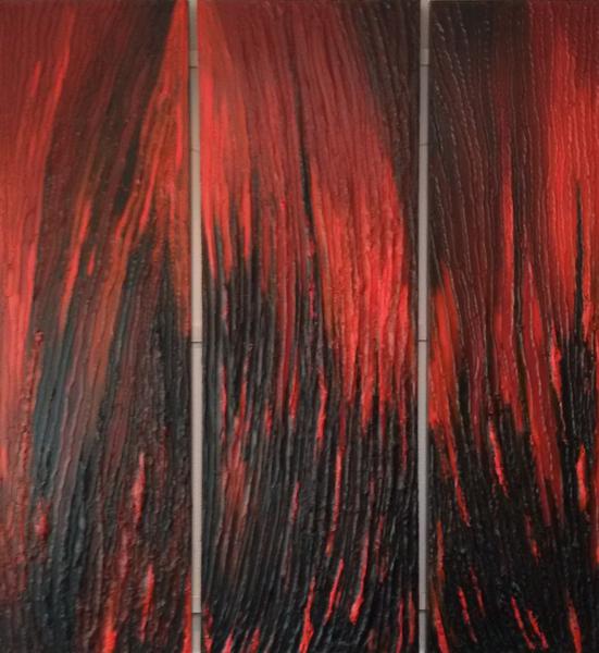 Vuurzee - 150 x 150 - olieverf en acryl