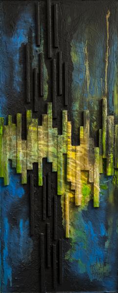 Onderwaterpartij - 60 x 150 -hout en olieverf