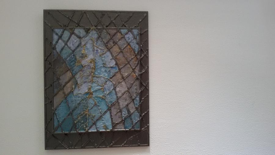 Gescheurd net in zee - 60 x 80 - olieverf en acryl